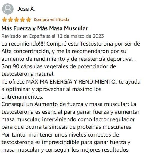 Ver mejor y más útil valoración de Testo Booster de la marca Natnatura en Amazon