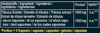 Tabla Nutricional de Tribulus Terrestris de la marca Vegavero Tabla Nutricional de Tribulus Terrestris de la marca Vegavero