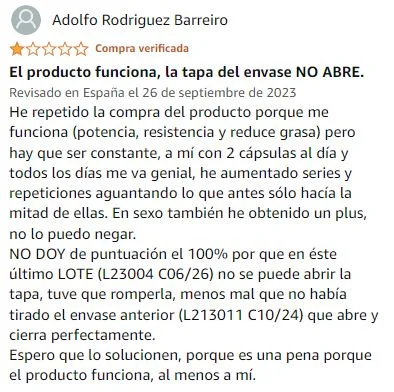 Ver peor valoración de TESTOMAX X12 de la marca Healthy Fusion en Amazon