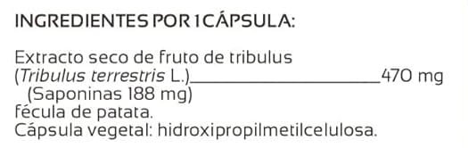 Tabla Nutricional de Tribulus terrestris de la marca Anastore